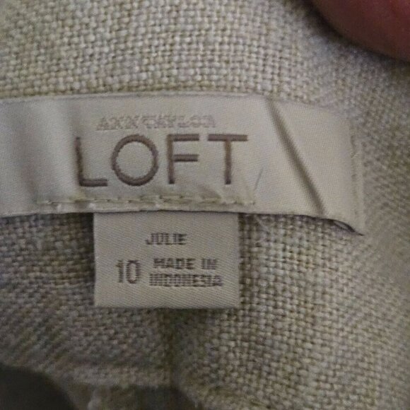 Ann Taylor Loft Julie Wide Leg Linen Trousers Oatmeal Size 10 - Picture 4 of 5